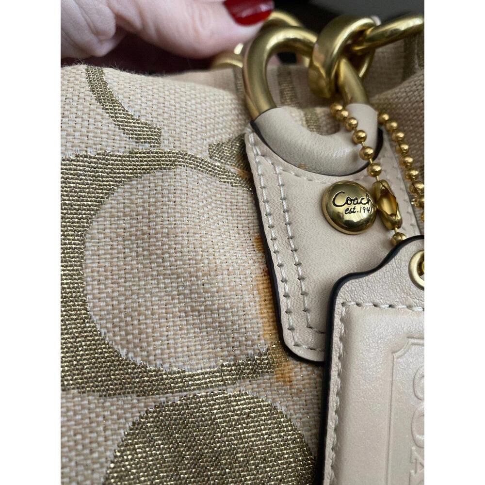 Coach shoulder bag Gold and beige - Picture 5 of 5